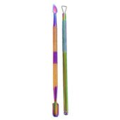 multi-colored cuticle pusher, cuticle pusher, stainless steel pusher