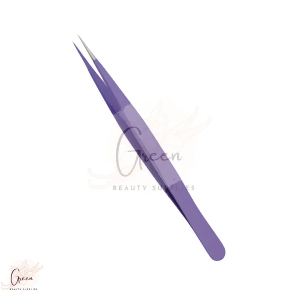 stainless steel purple straight eyebrow tweezer