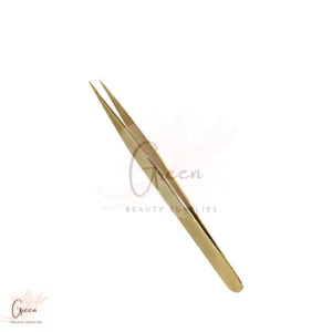 stainless steel gold color straight tweezer for eyelashes