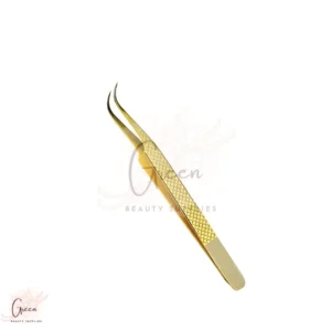 stainless steel gold color cube designing tweezer for eyelashes