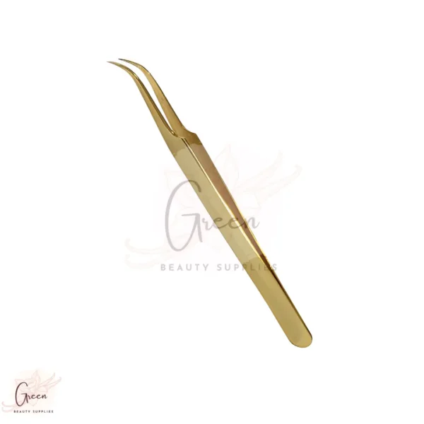 stainless steel gold tweezer for eyelashes light curved shape