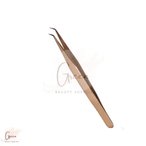 stainless steel brown L shape tweezer for eyelashes