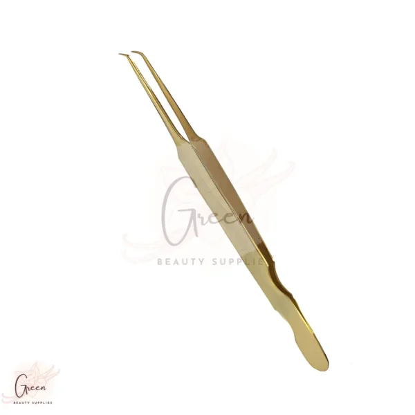 stainless steel gold L shape tweezer for eyelash