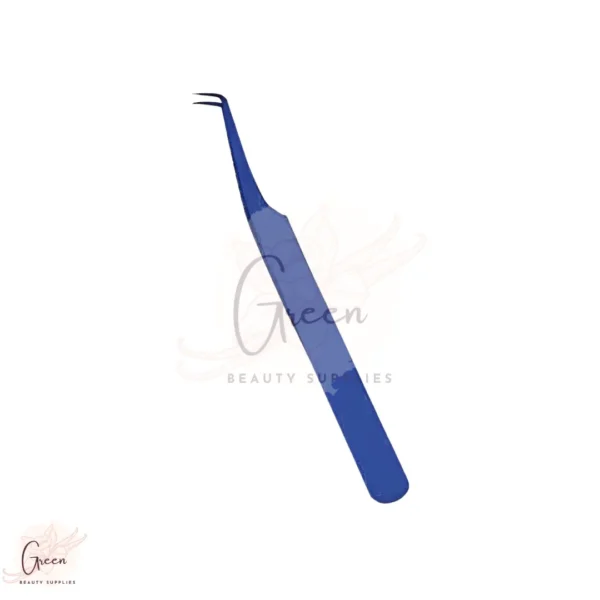 stainless steel L shape blue color tweezer for eyelash