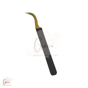 stainless steel golden and black curved tweezer for eyelash