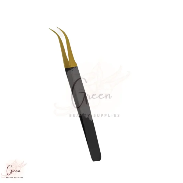 stainless steel golden and black color tweezer for eyelash