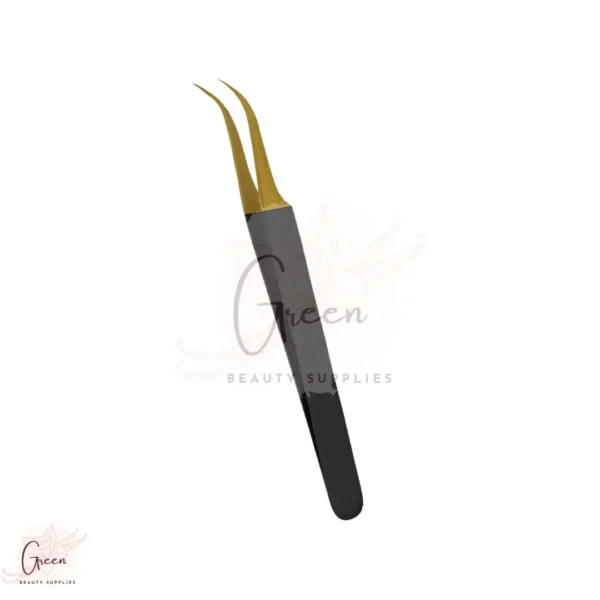 stainless steel curved black and golden eyelash tweezer