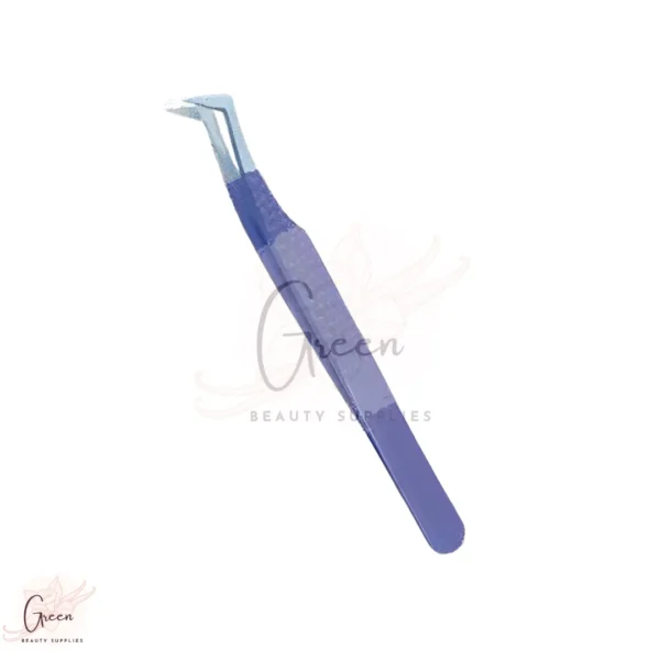 stainless steel blue L shape tweezer for eyelash