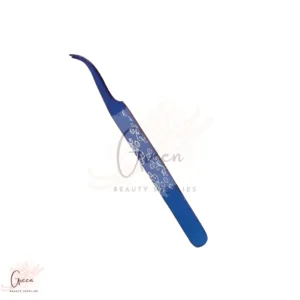 stainless steel blue curved tweezer with designing