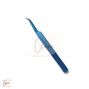 stainless steel blue light curved tweezer for eyelash