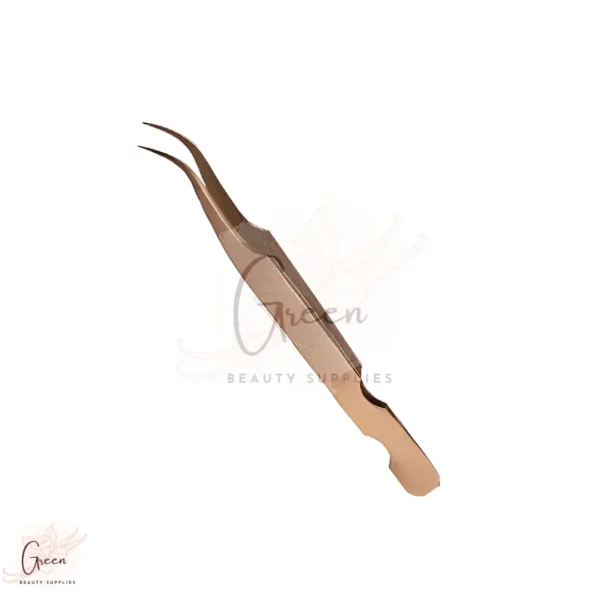 stainless steel brown curved tweezer for eyelash