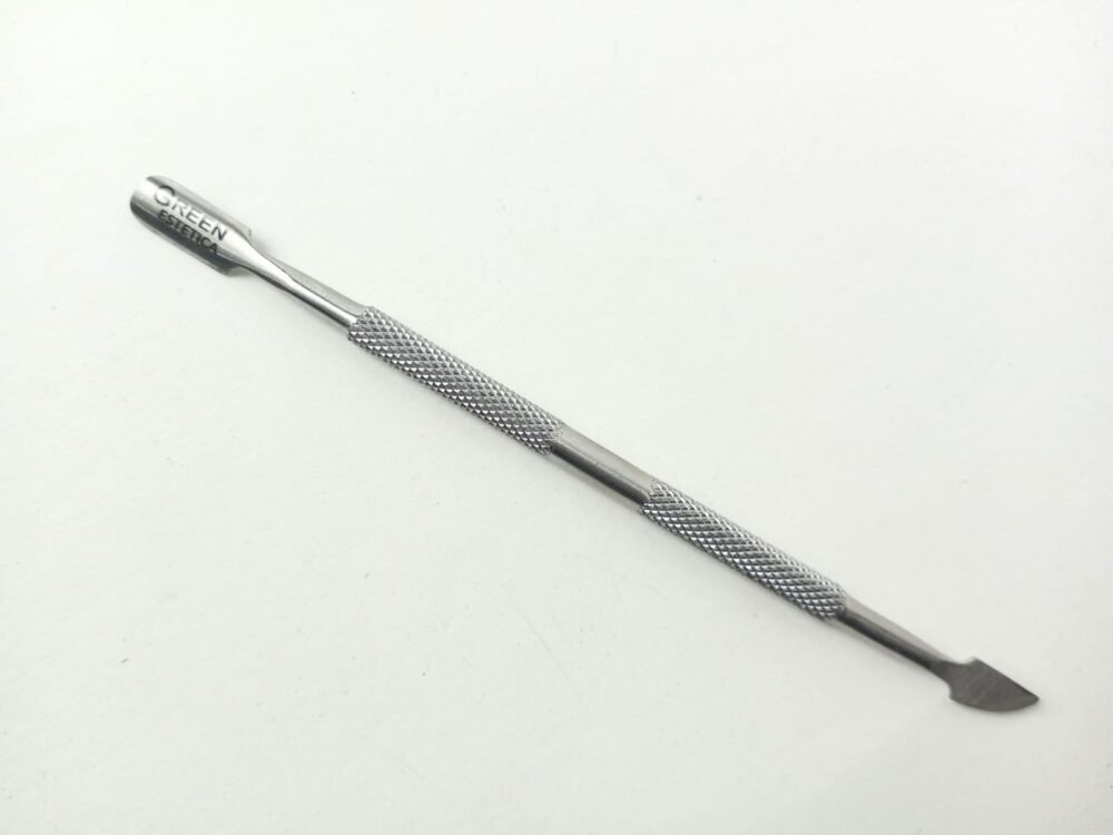 Multi-Purpose Stainless Steel Cuticle Pusher with Textured Grip - Image 3