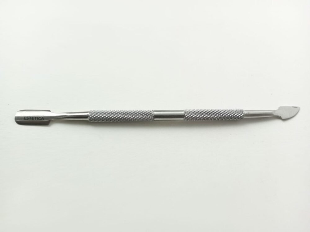 Multi-Purpose Stainless Steel Cuticle Pusher with Textured Grip - Image 2