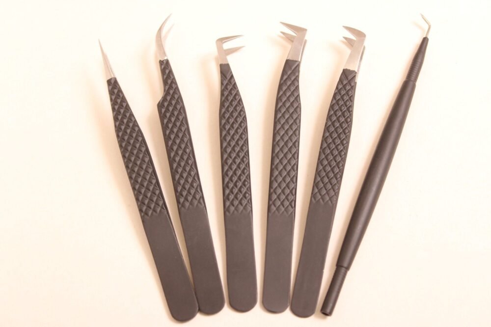 5 Pcs Eyelashes Tweezers with 1 Lashlift Tool