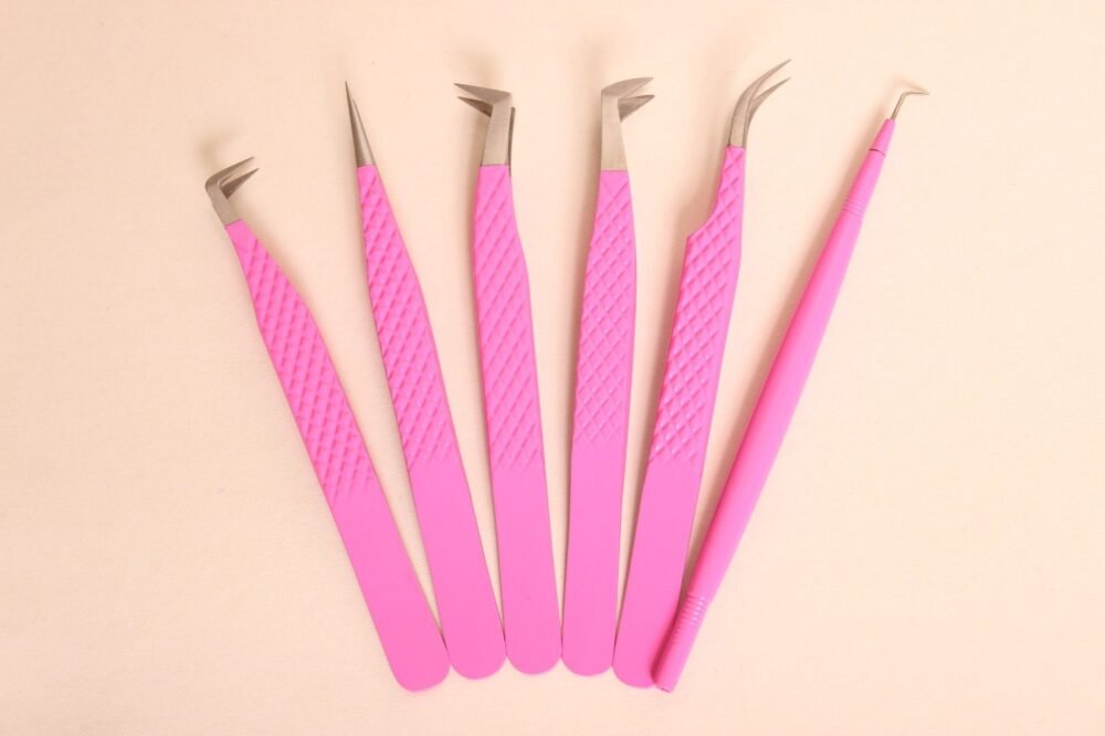 Stainless Steel 5 Pcs Eyelash Tweezers with Lash lift Tool