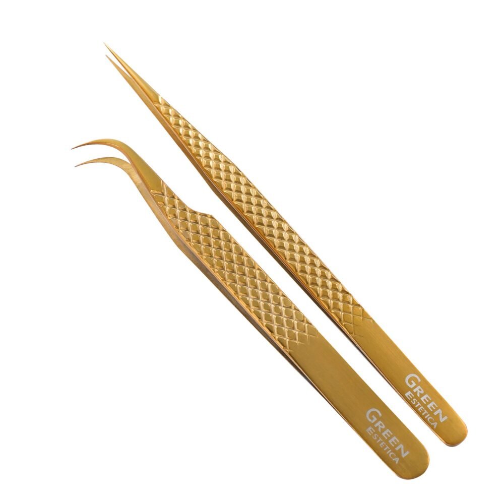 2 Pcs Stainless Steel Eyelash Tweezers - Image 2