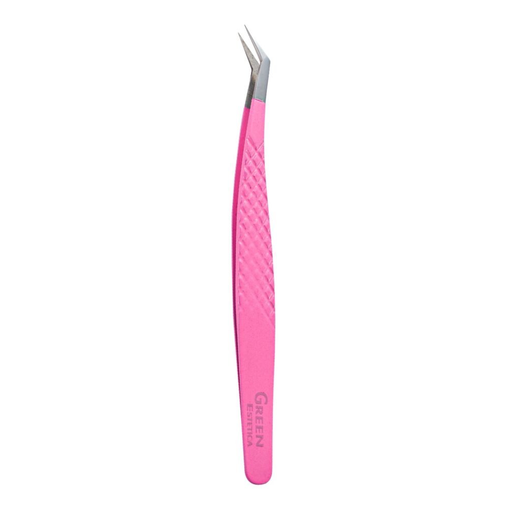 Luxurious Pink L Shape Stainless Steel Eyelash Tweezers