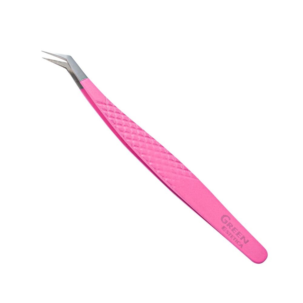 Luxurious Pink L Shape Stainless Steel Eyelash Tweezers - Image 2