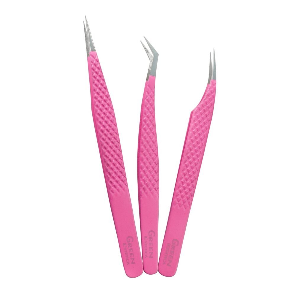 3 Pcs Stainless Steel Eyelash Tweezers Set