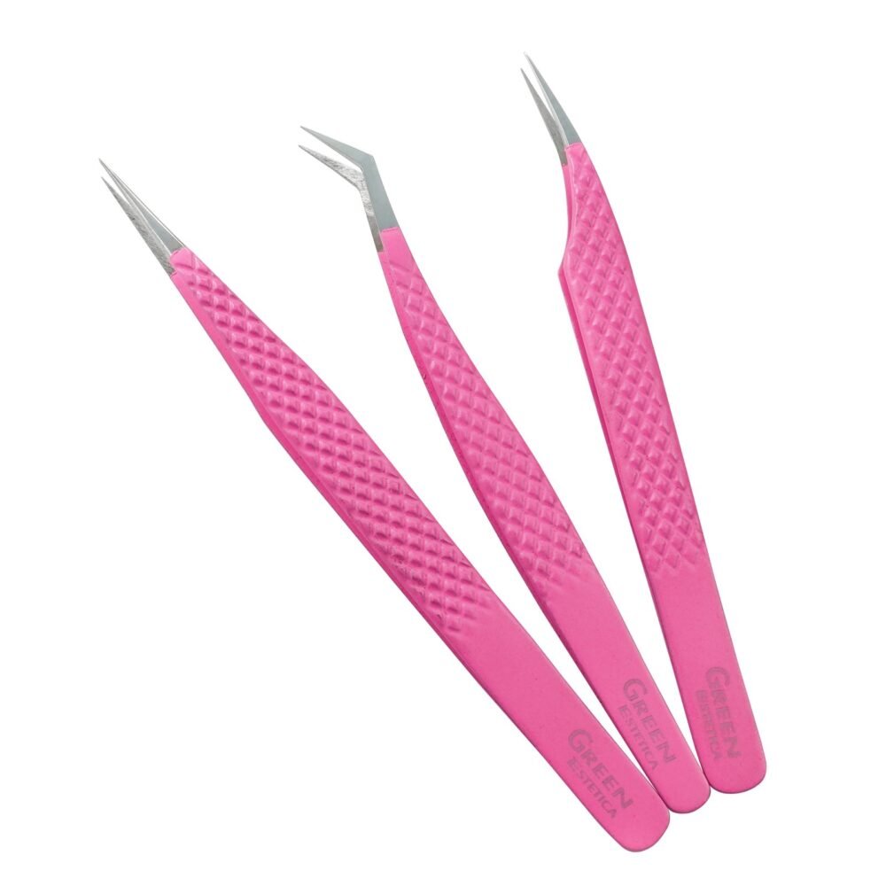 3 Pcs Stainless Steel Eyelash Tweezers Set - Image 2