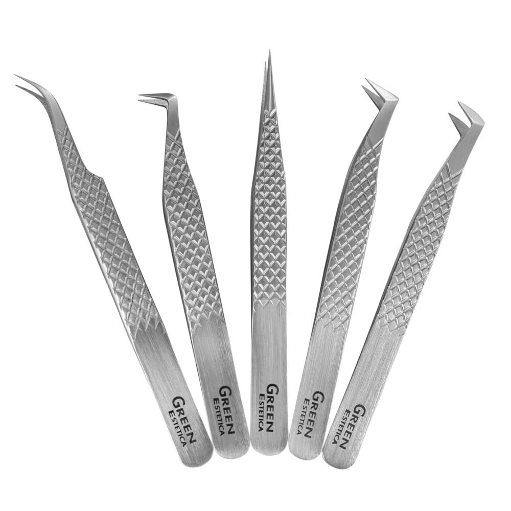 Precision 5 Pcs Stainless Steel Eyelash Tweezers