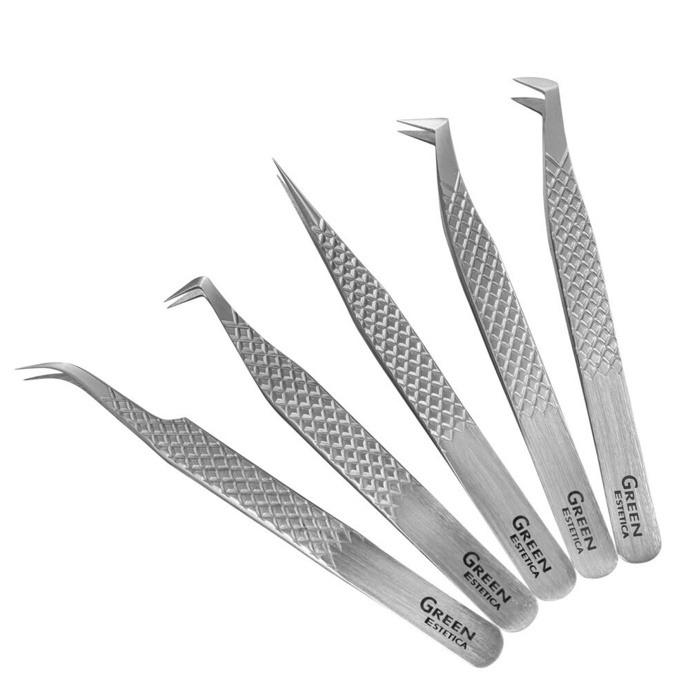 Precision 5 Pcs Stainless Steel Eyelash Tweezers - Image 2