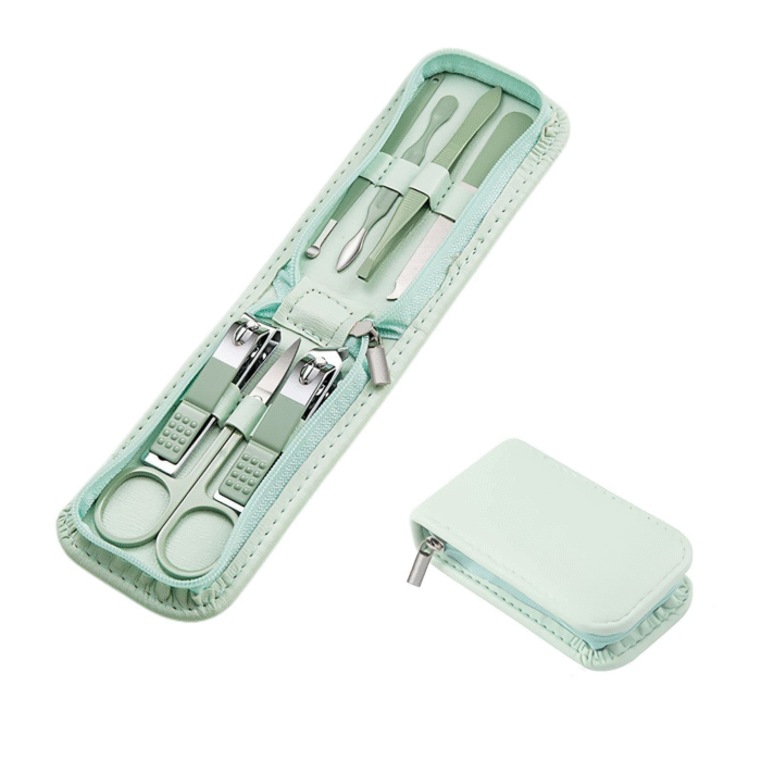 Compact 7-Piece Travel Manicure & Grooming Kit – Mint Green Edition