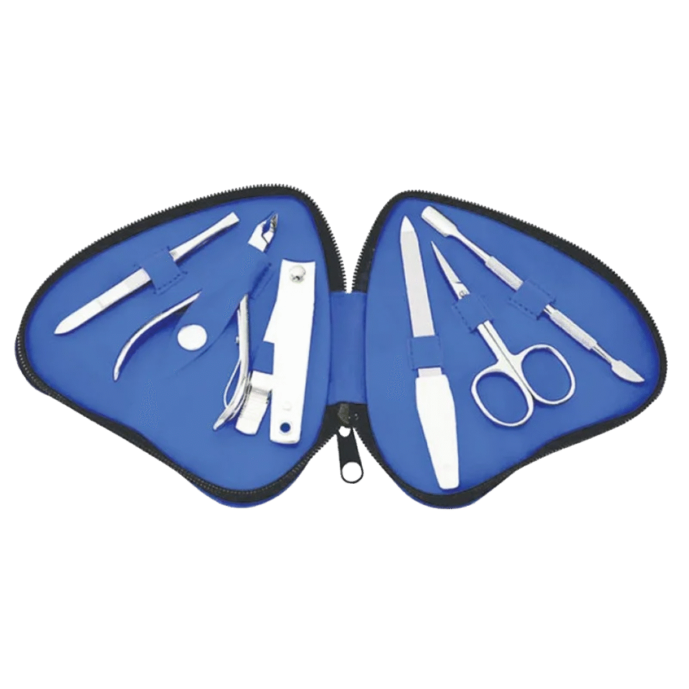 6-Piece Butterfly Zip Manicure & Pedicure Kit – Bold Blue Edition