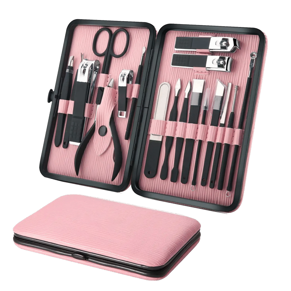18-Piece Professional Manicure & Pedicure Kit – Blush Pink Edition